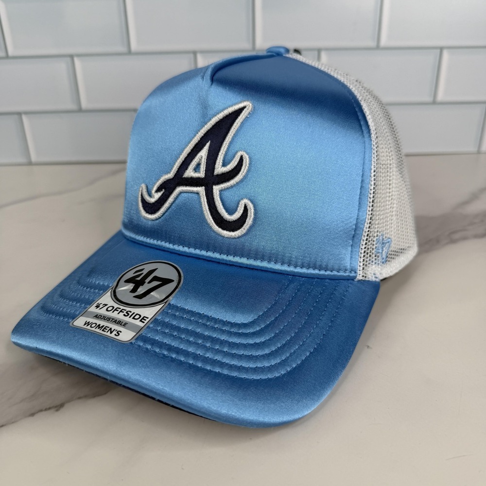 Atlanta Braves Trucker Satin Hat Cap Snap Back Womens Baseball 47 Offside NWOT